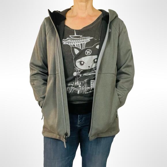 The North Face Apex Risor Hooded Jacket Women’s M WindWall Fleece Gray - Picture 5 of 9